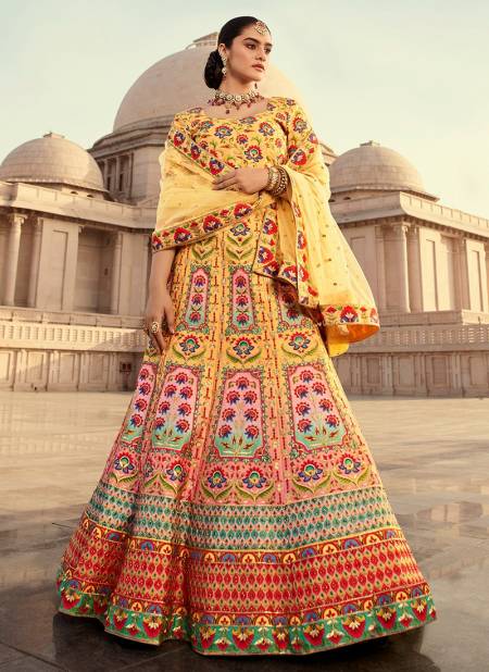 Yellow Colour Khushbu VEENA 2 Wedding Wear Bridal Embroidery With Print Work Latest Lehenga Choli Collection 2033